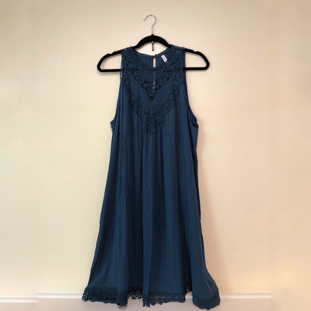 Xhilaration Swing Dress with Eyelet Collar and Hem